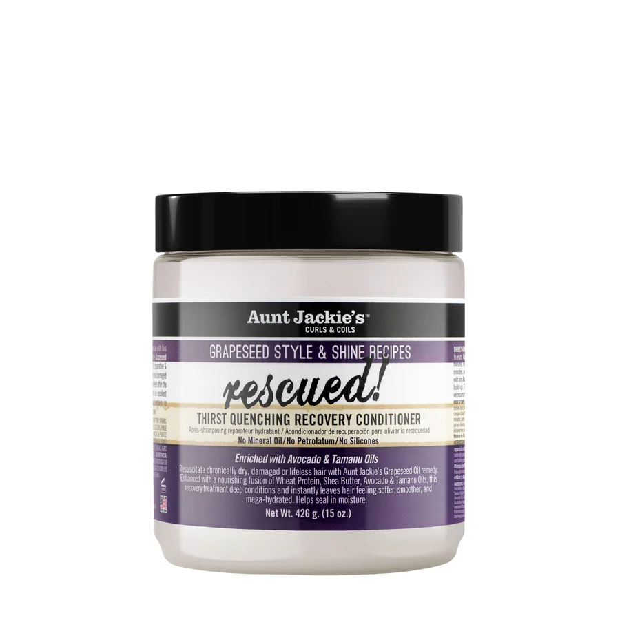 34285657154_AUNTJACKIES_RescuedConditioner_15ozJar_FRONT Aunt Jackie's - Rescued! Thirst Quenching Recovery Conditioner - Image 1