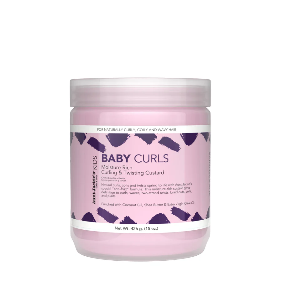 34285668150_AUNTJACKIES_BabyCurls_15ozJar_FRONT Aunt Jackie's - Baby Curls Moisture Rich Curling & Twisting Custard - Image 1