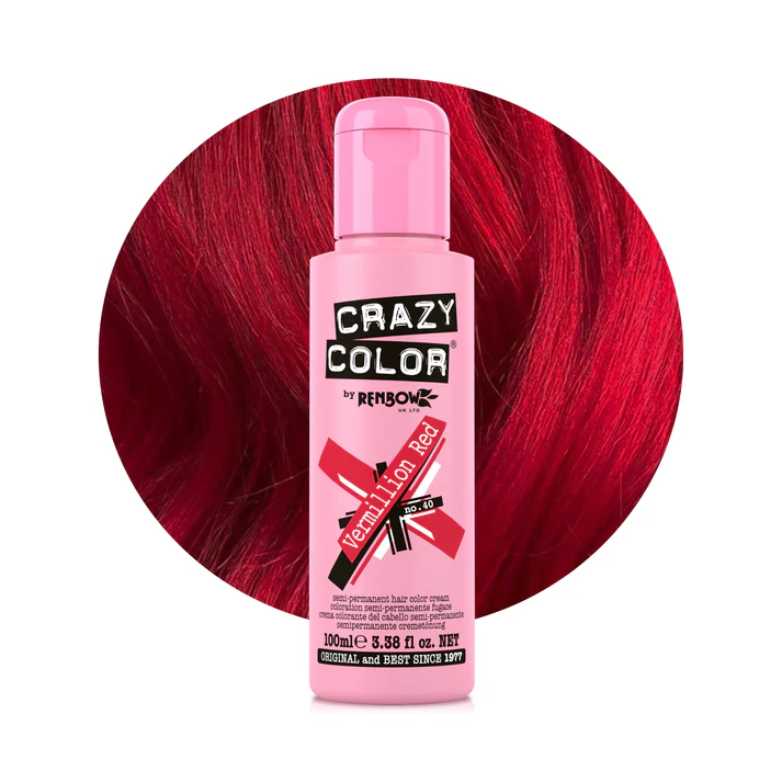 B0D31RM328.MAIN Crazy Color - Vermillion Red Semi-Permanent Scarlet Red Hair Dye - Image 1