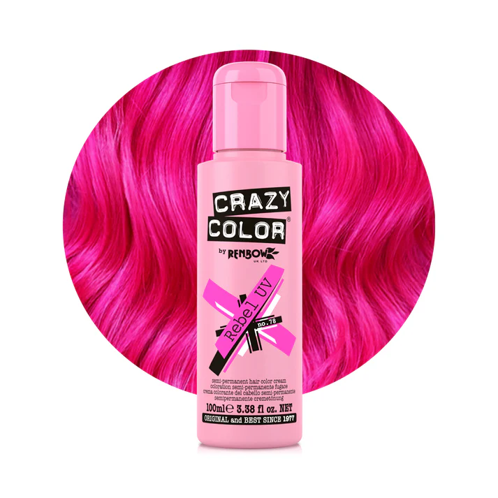 B0DB2LPFCG.MAIN Crazy Color - Rebel UV Semi-Permanent Neon Pink Hair Dye - Image 1