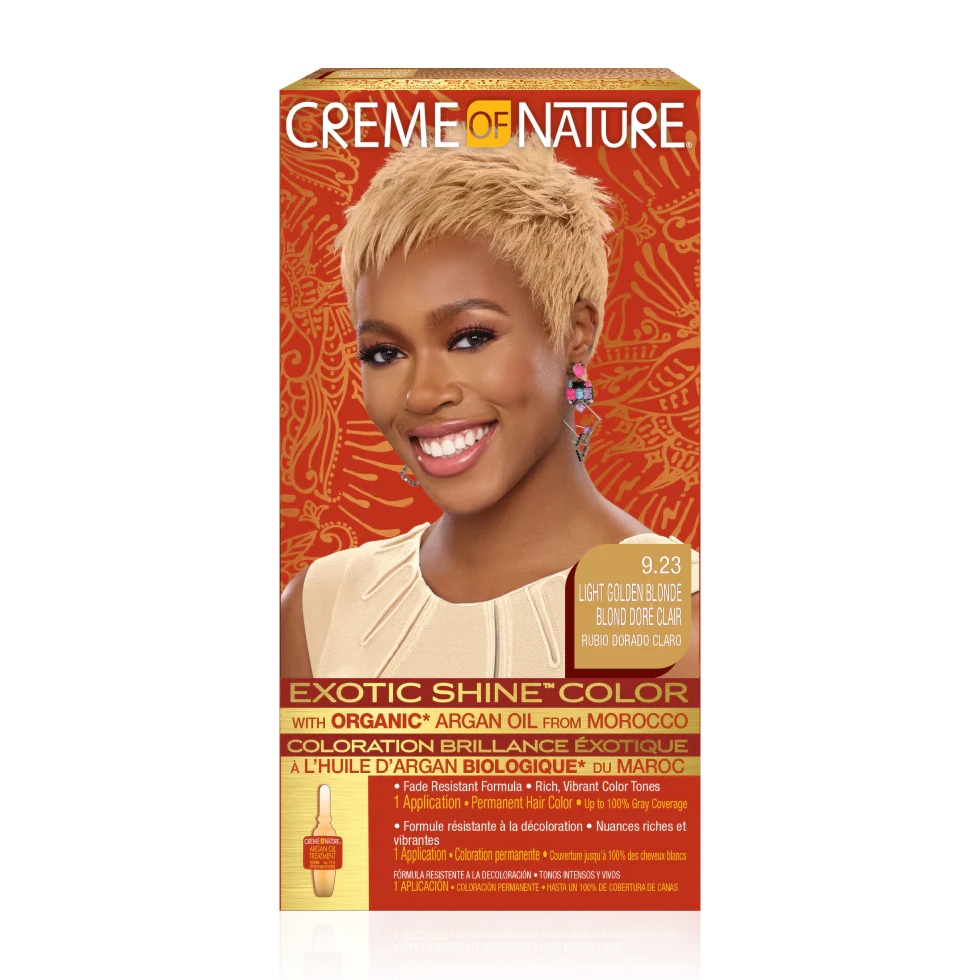 CONArgan_LtGoldenBlonde_REFRESH_980X980_e31d8351-b5e4-4399-a180-0d82367231d0 Creme of nature - Exotic Shine™ Color with Argan Oil from Morocco 9.23 Light Golden Blonde - Image 1