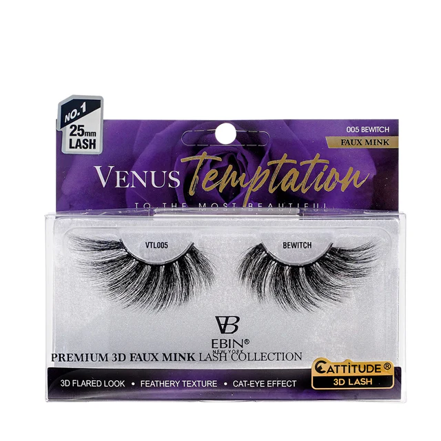 C_Venus-Temptation_PKG_VTL005_Front-minbewitch Venus Temptation 25mm Faux Mink 3D Lashes - BEWITCH - Image 1