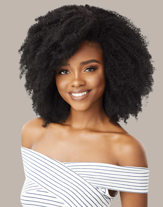 Outre_BBH-Clipin-4C-CorkscrewAfro_1__low Outre - 4C Corkscrew Afro Big Beautiful Hair 9pcs Clip-In natural brown - Image 1